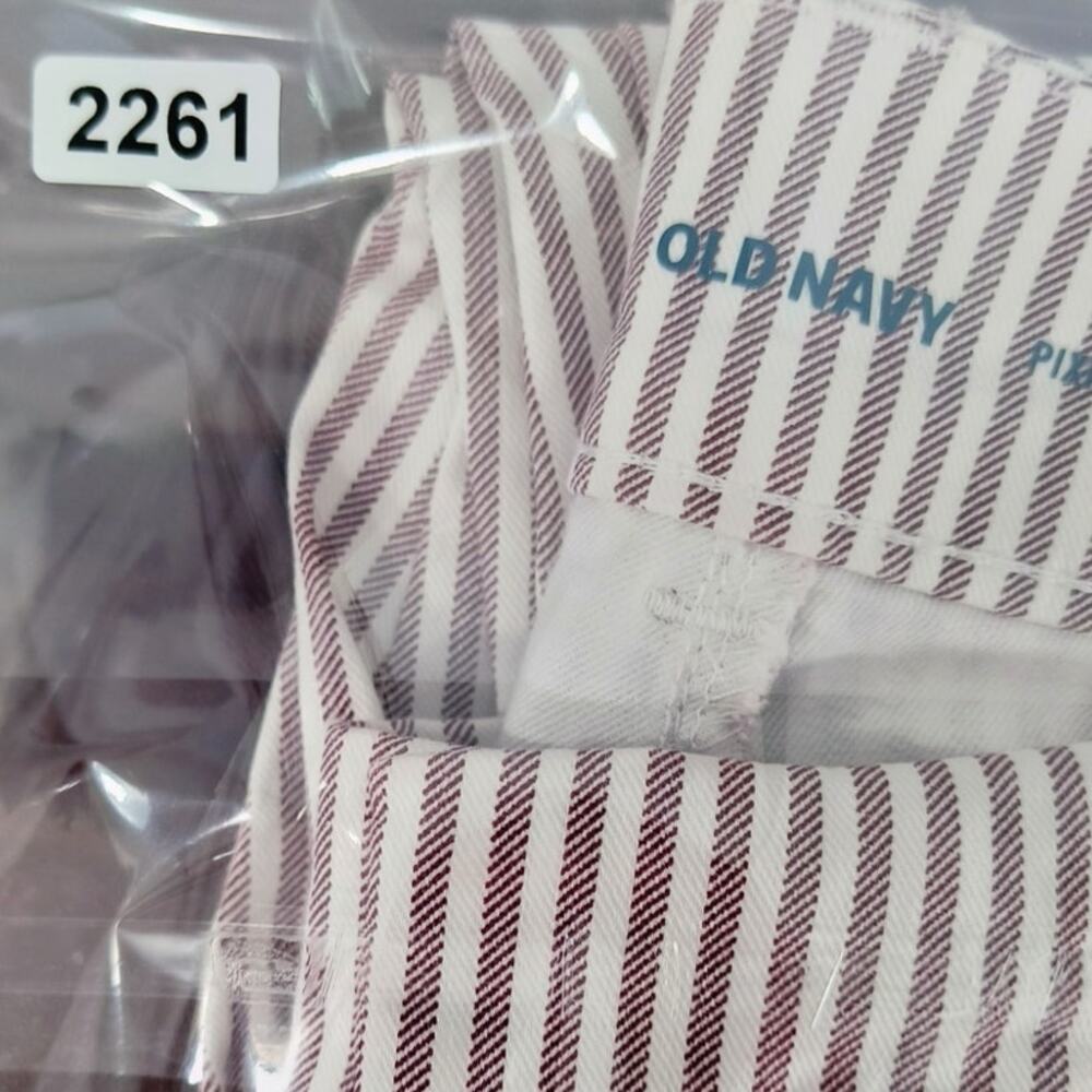 Old Navy Pixie Ankle Pants Wmn's Sz 4 White Mauve Stripe HIgh Waist Stretch NWT - Picture 15 of 15